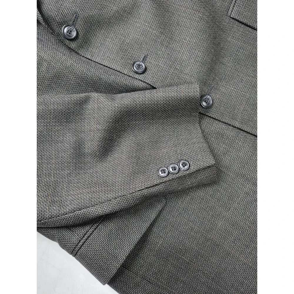 Jos A Bank Mens Wool Sports Coat 44R Dark Olive Check 3 Button Blazer L604